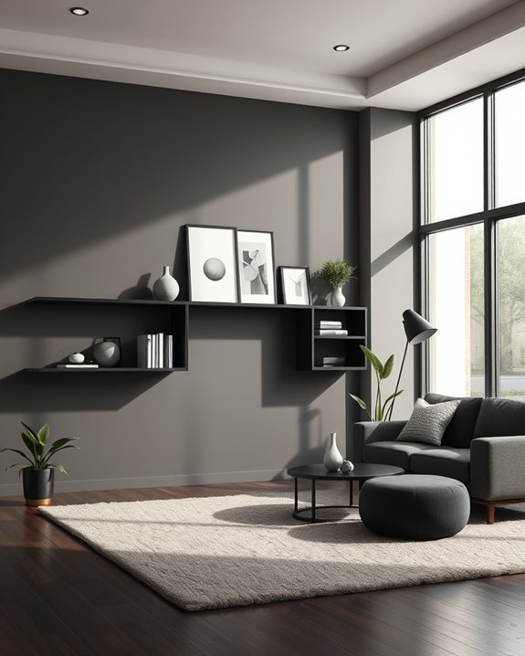 sleek minimalist black shelving