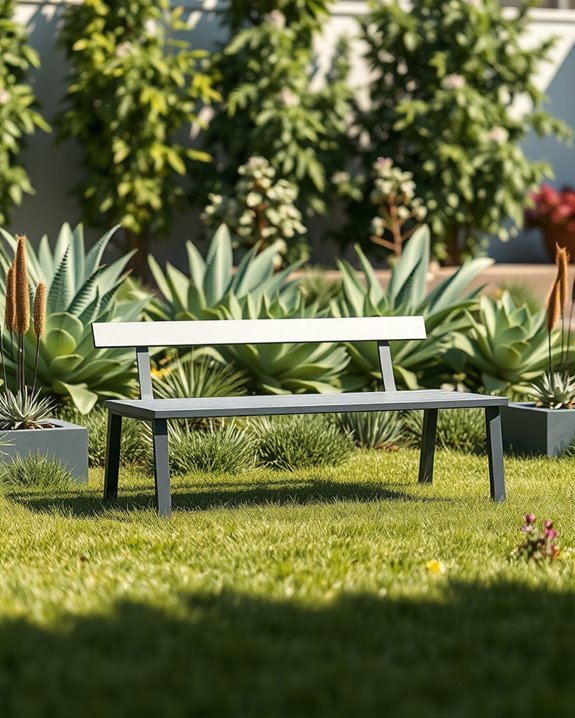 sleek minimalist metal benches