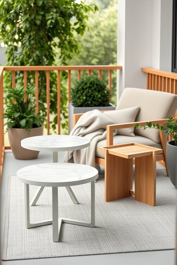 sleek minimalist outdoor tables