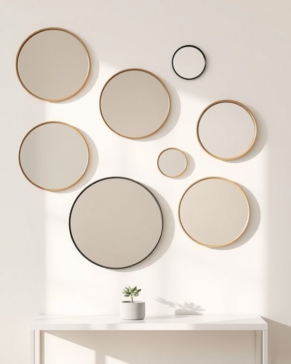 sleek minimalist round mirrors