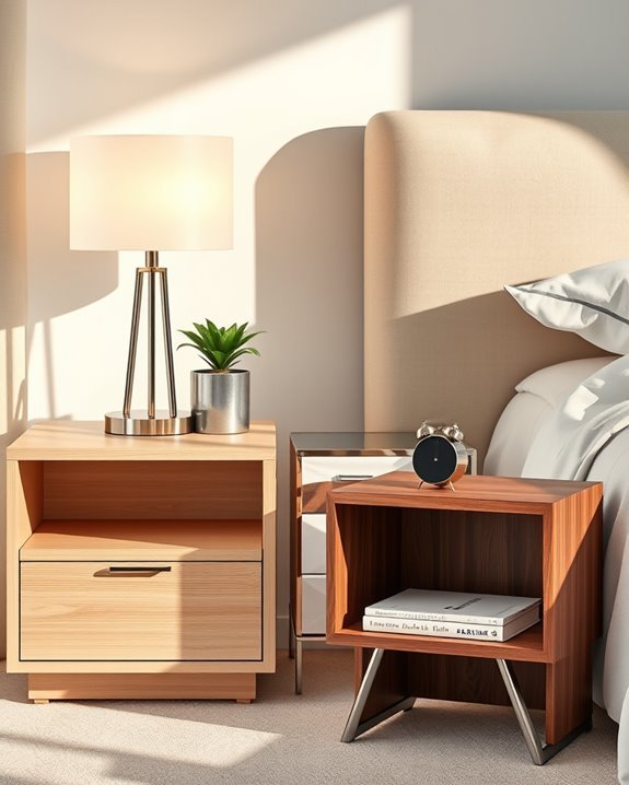 sleek modern bedside storage