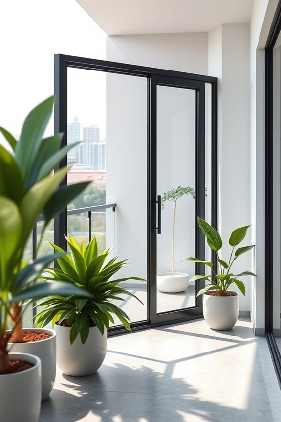 sleek modern glass sliding doors