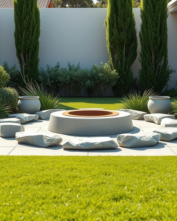 sleek modern minimalist fire pit