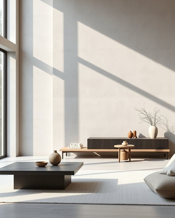 sleek monochromatic cement walls