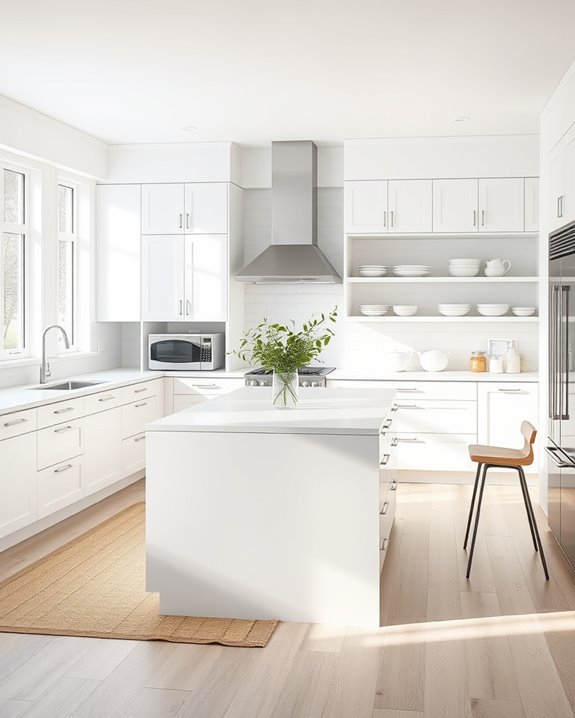 sleek scandinavian white kitchens