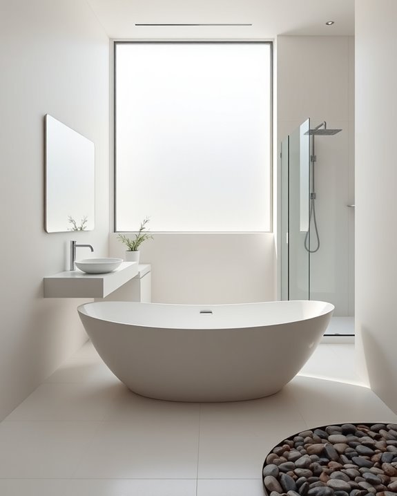 sleek serene bathroom design