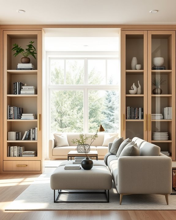 sleek sliding door shelves