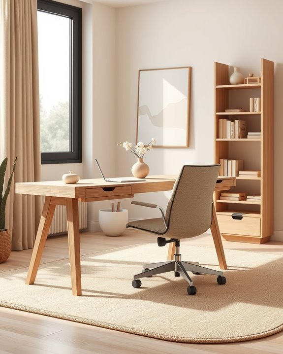 sophisticated beige workspace design
