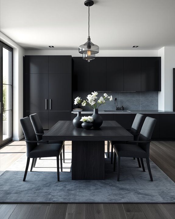 sophisticated black and gray dining