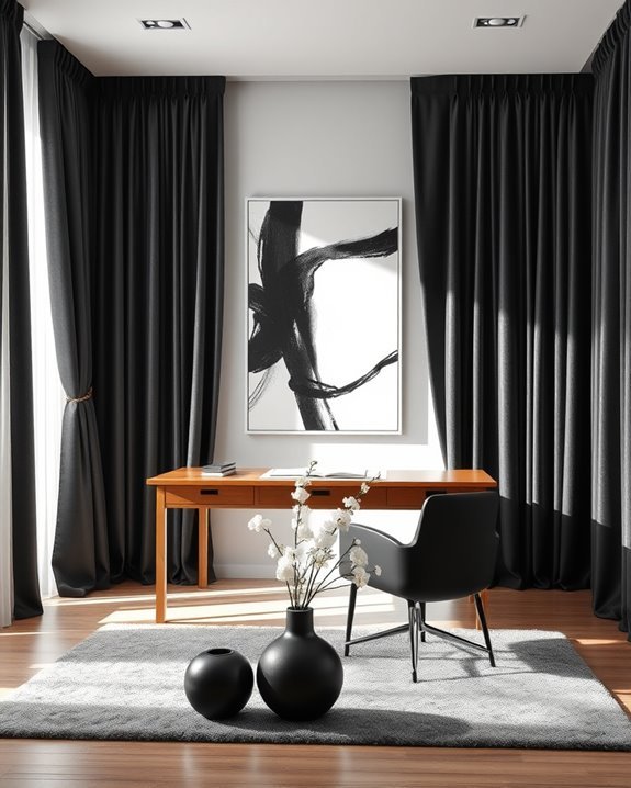 sophisticated black and white curtains