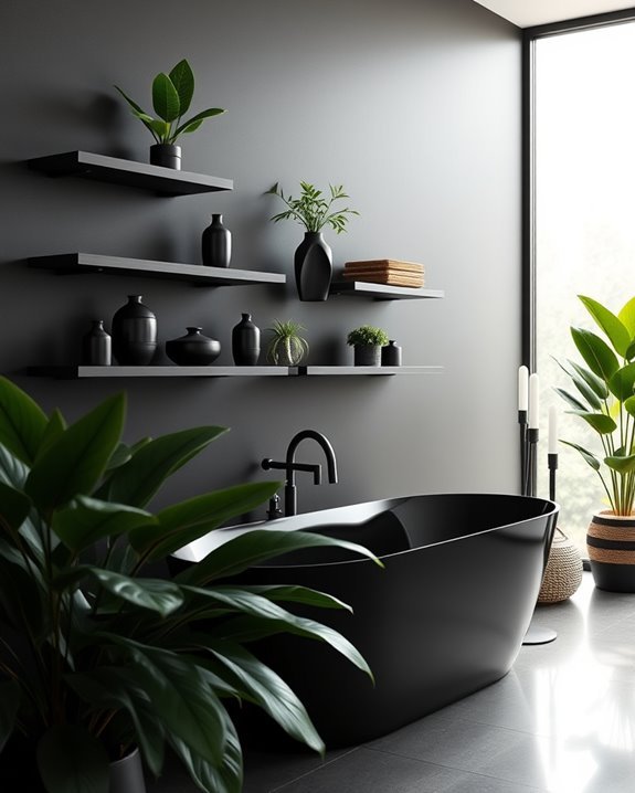 sophisticated black decorative shelving