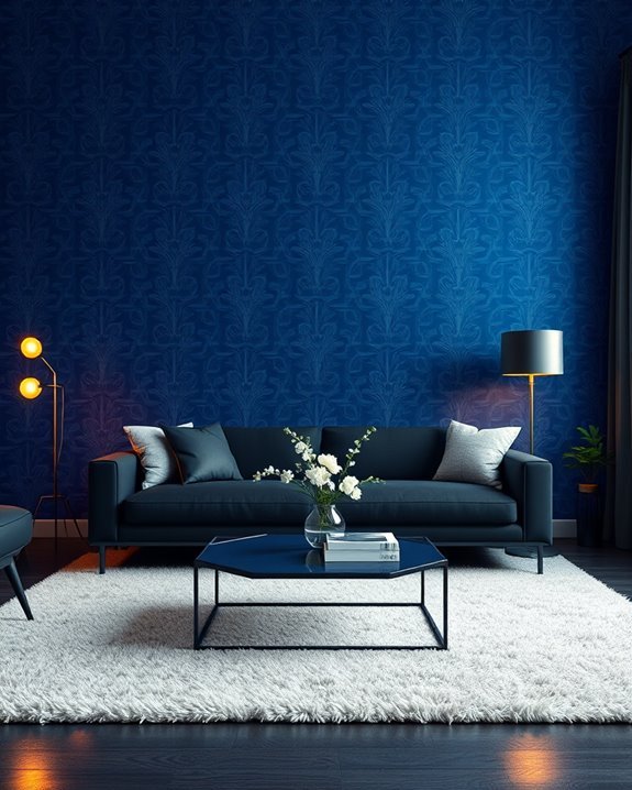 sophisticated blue black lounge design