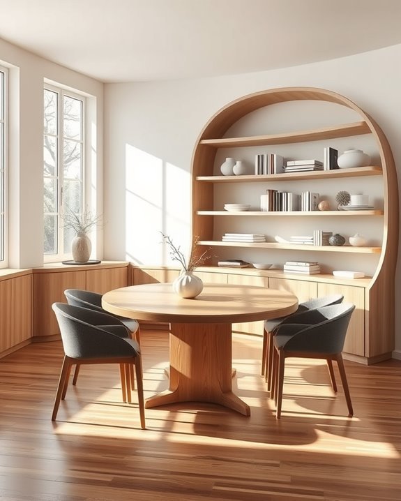 sophisticated curved shelf designs