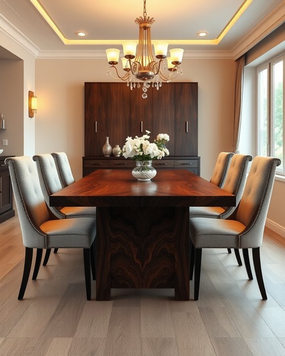 sophisticated dark wood dining