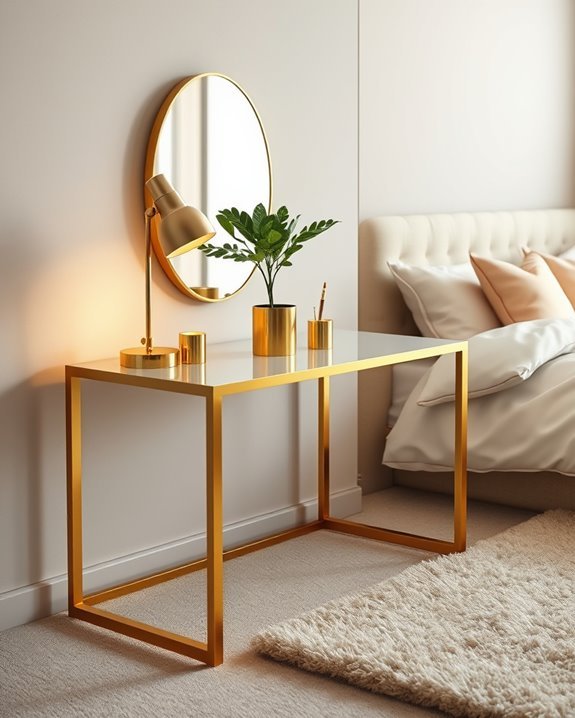 sophisticated gold desk accents