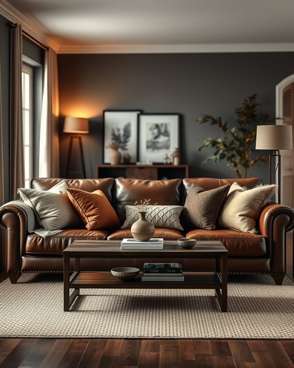 sophisticated moody brown sofas
