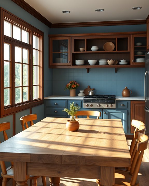 sophisticated muted blue kitchen