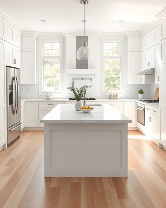 sophisticated white kitchen island
