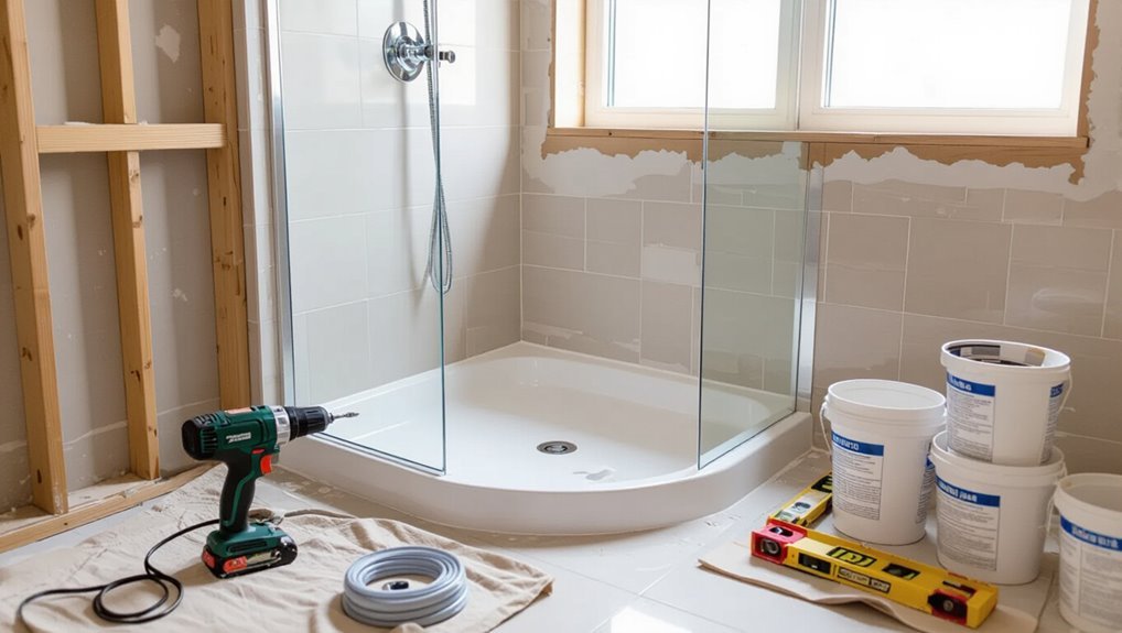 space saving corner shower installation