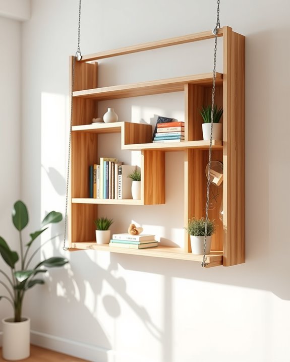 space saving swinging bookshelf