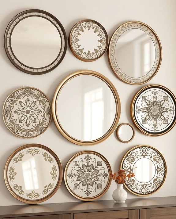 stenciled mirrors enhance decor