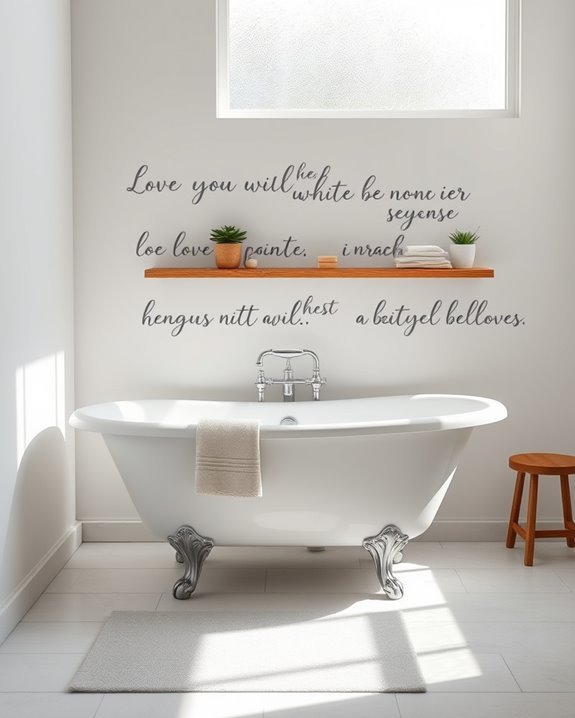 stenciled quotes enhance bathrooms