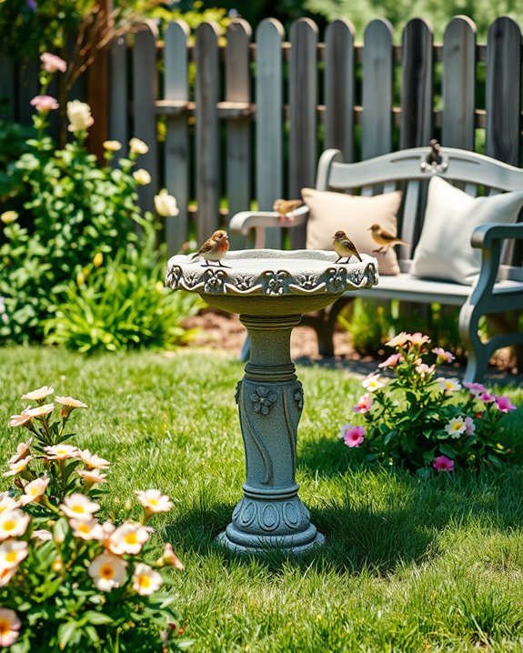 stunning decorative birdbath setup