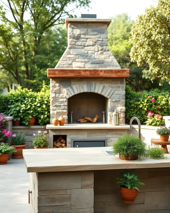 stunning outdoor stone fireplace