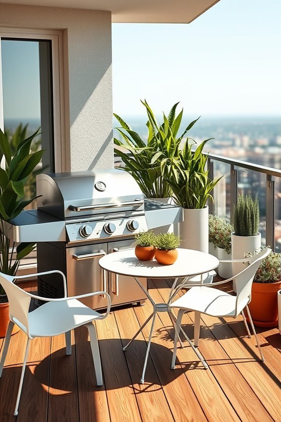 stylish balcony barbecue setup