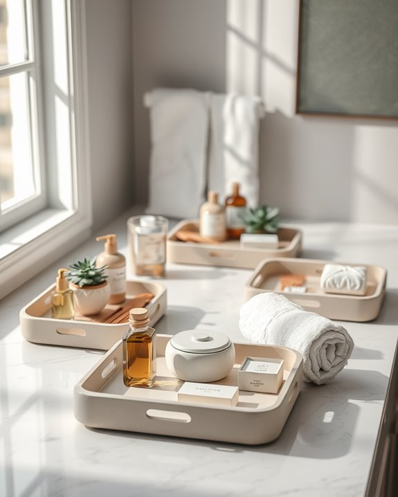 stylish bathroom organization trays