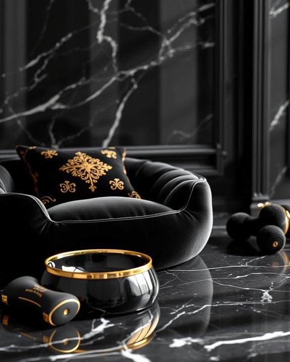 stylish black and gold accessories