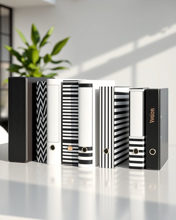 stylish black and white binders