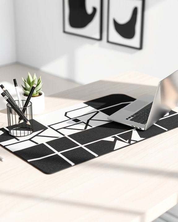 stylish black and white desk mats