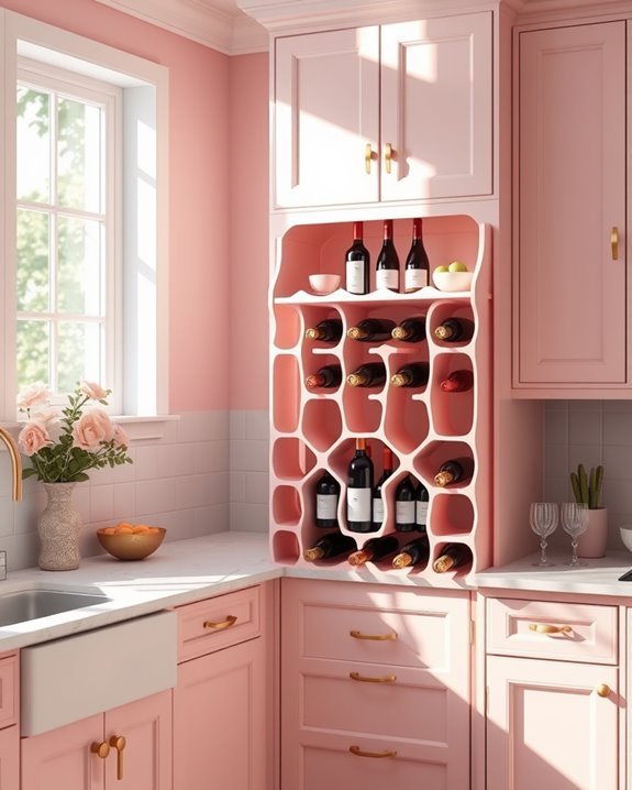 stylish blush pink wine rack