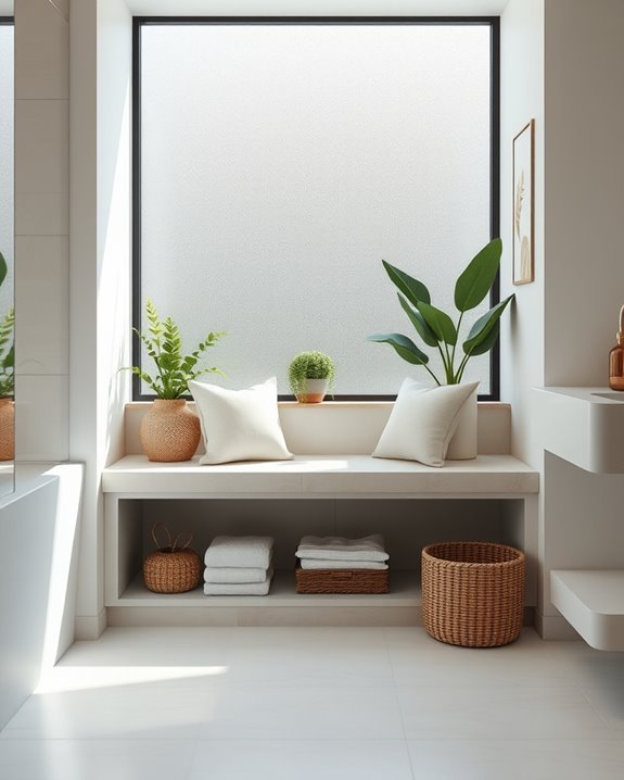 stylish built in bathroom benches
