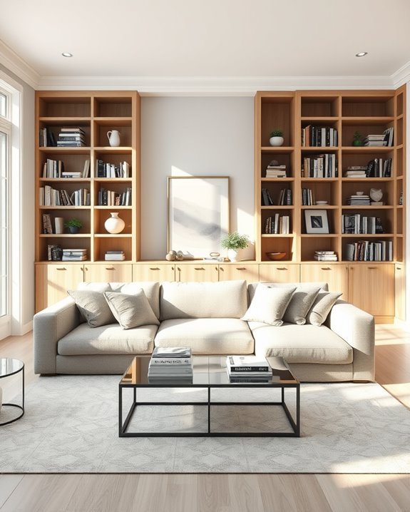 stylish built in bookcases enhance
