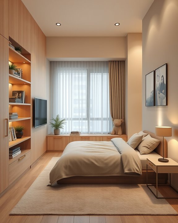 stylish built in shelves solution