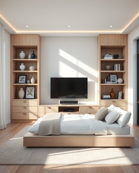 stylish built in tv shelves