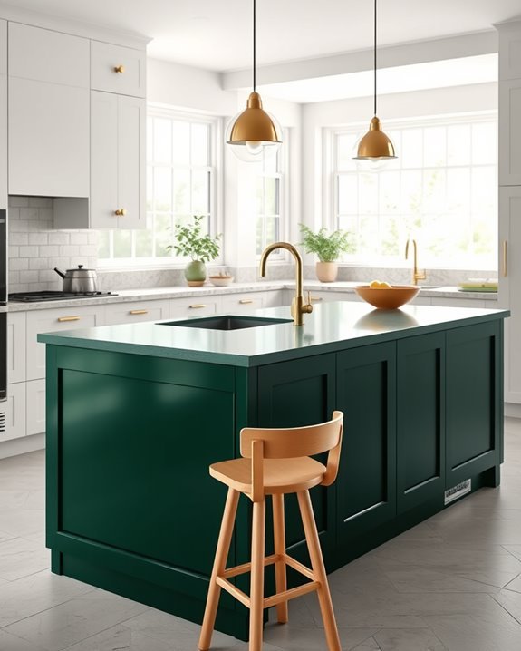 stylish dark green islands
