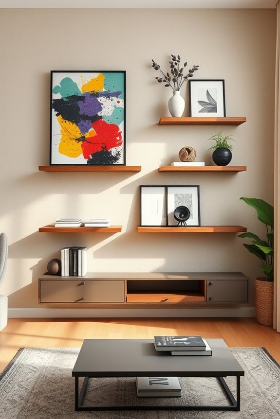 stylish floating shelf display