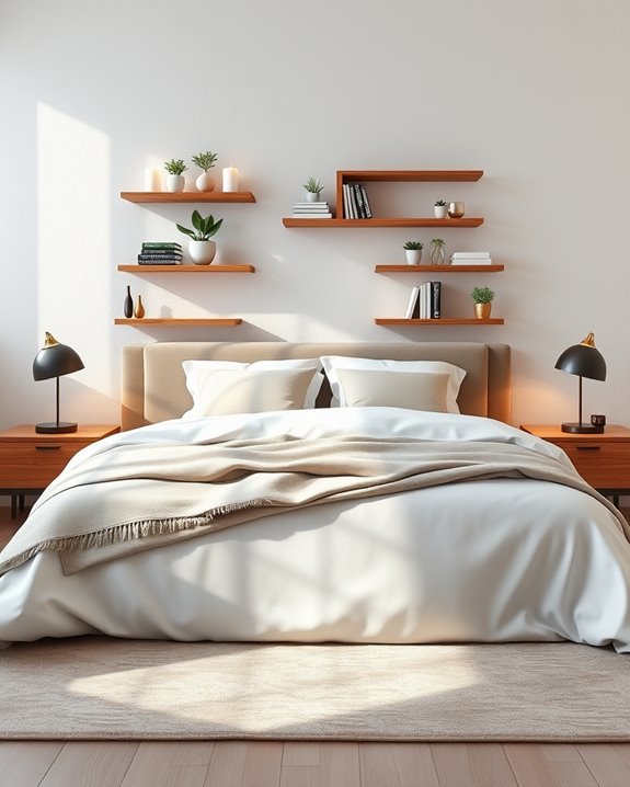 stylish floating shelf headboard
