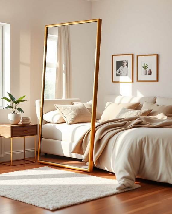 stylish floor length mirror placement