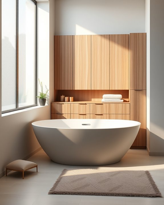 stylish functional bathtub storage