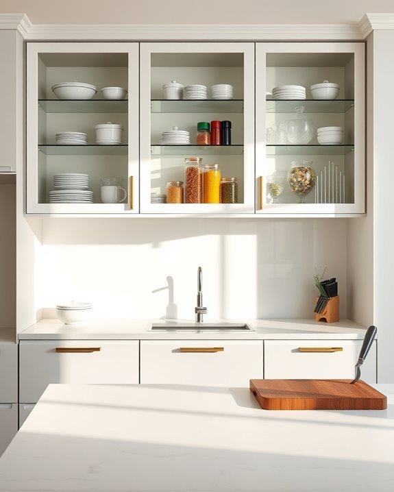 stylish glass front cabinetry