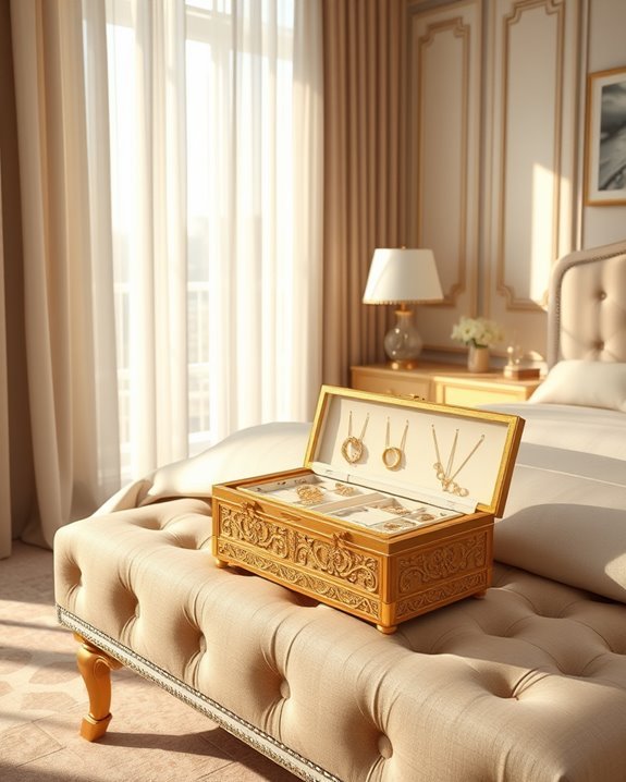 stylish gold jewelry storage