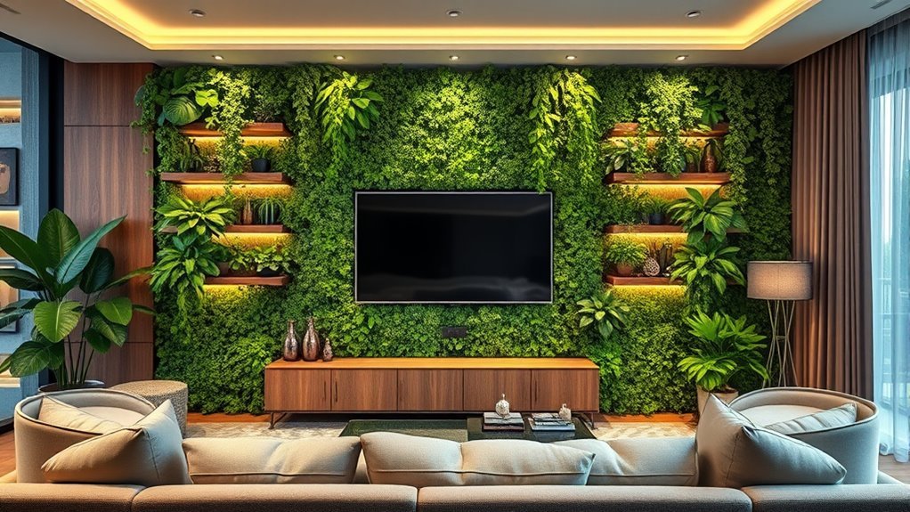 stylish green tv wall designs