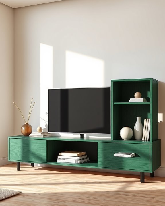 stylish green wood media unit