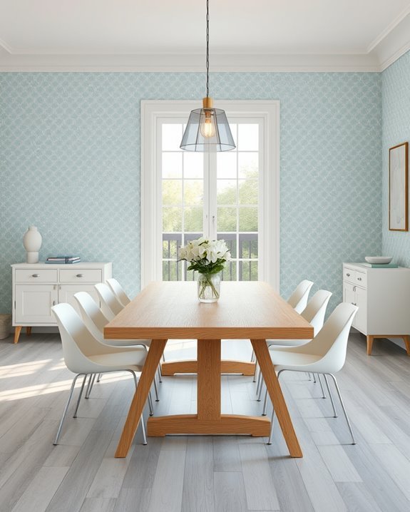 stylish mint blue dining room