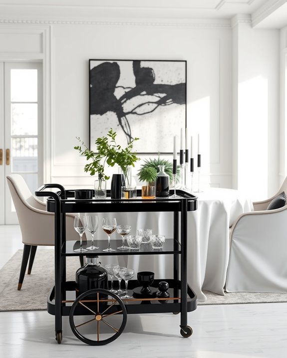 stylish modern bar cart