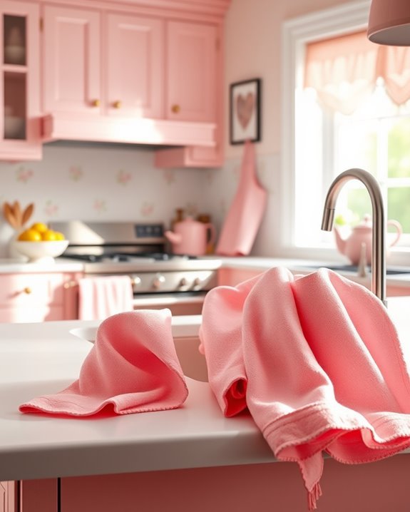 stylish pink kitchen towels